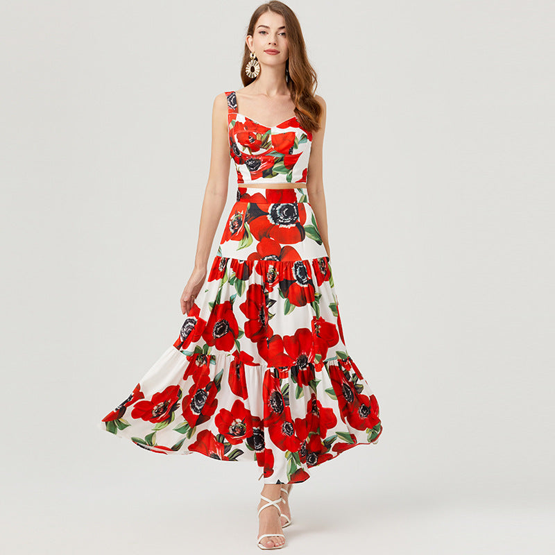 Fashion Casual French Print Ladies Dress